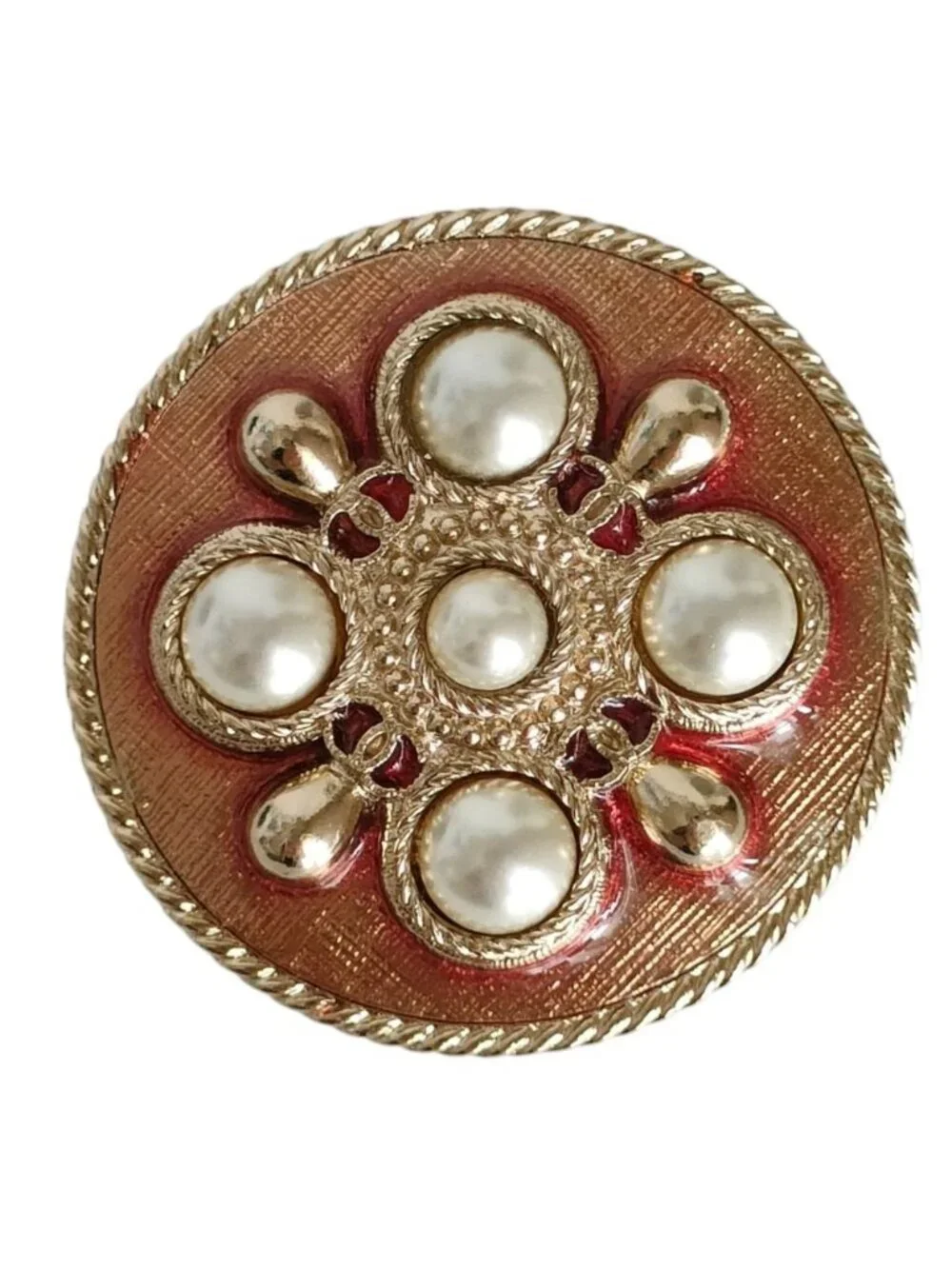 Chanel Pearl Motif Pin Brooch Gold